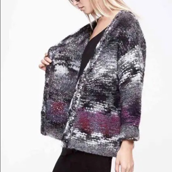ELIZABETH AND JAMES Gray Space Dye Wool Knit Oversized Cardigan - Picture 8 of 8